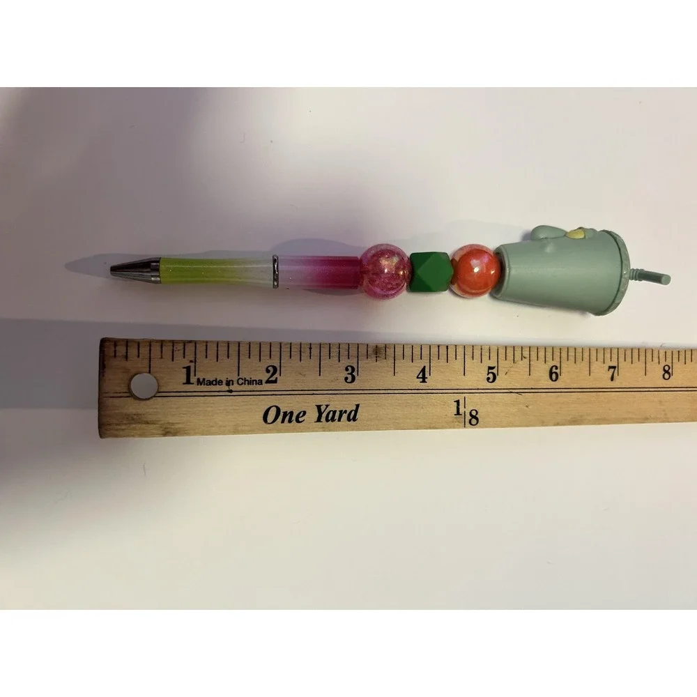 Cartoon Cup Head Beaded Ballpoint Pen Pink Green Black Ink Cute Novelty